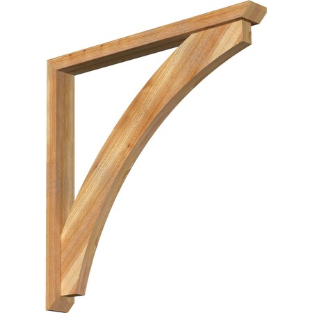 Ekena Millwork Thorton Slat Rough Sawn Bracket w/ Offset Brace, Western Red Cedar, 4"W x 38"D x 38"H BKT0402X38X38THR06RWR
